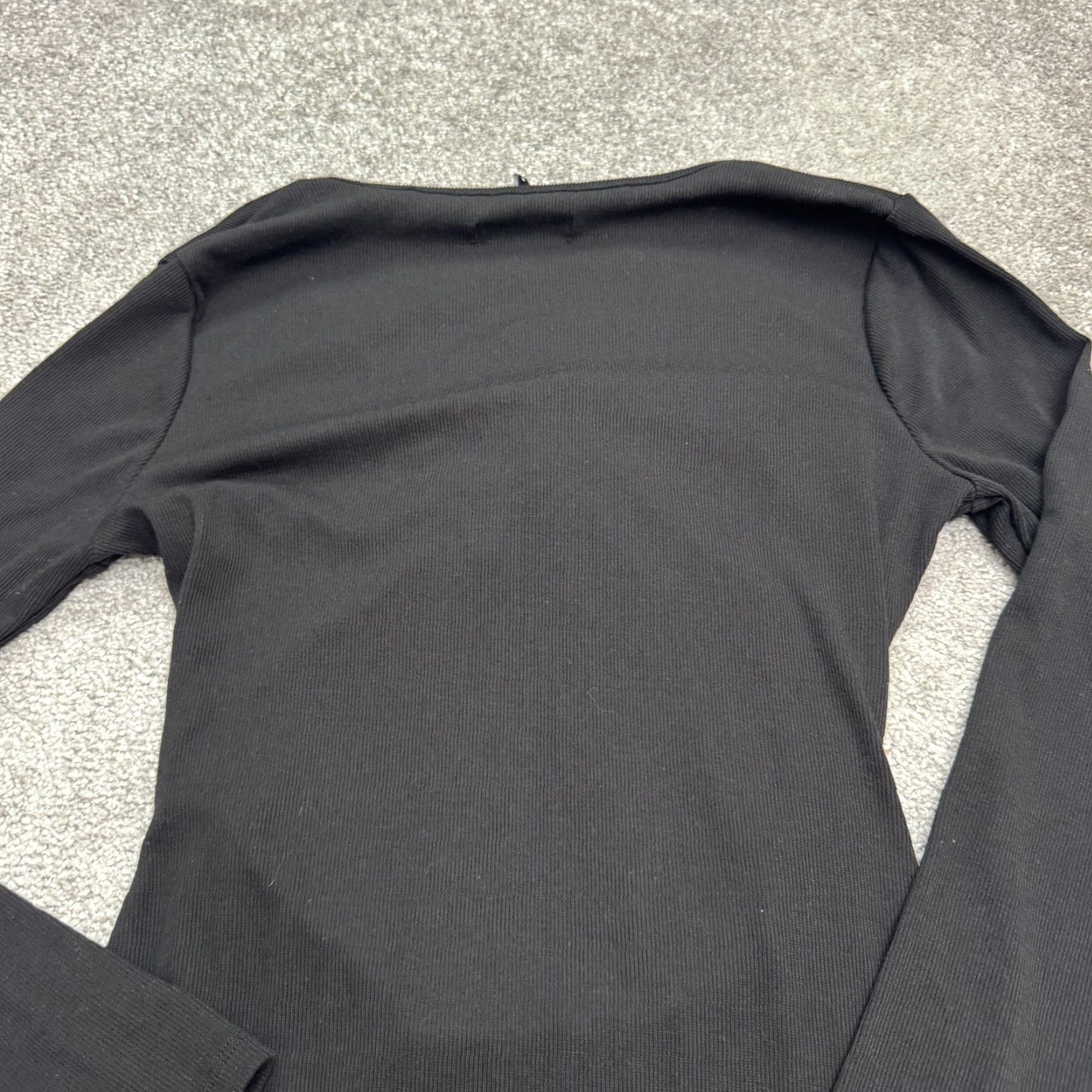 Vintage BDBG Paris Dress Mini Woman M Black Knit Long Sleeve Ribbed Cut Out Stretch V-Neck Fashion Size M / US 6-8 / IT 42-44 - 4 Thumbnail