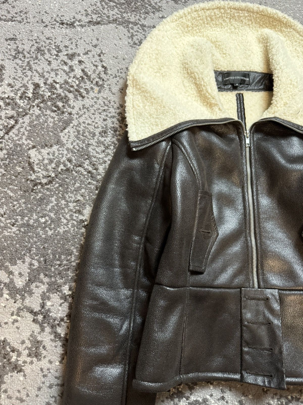 Designer × Japanese Brand Y2K Leather LGB Style Fuzzy Long Collar Biker Bomber Jacket Size US S / EU 44-46 / 1 - 3 Thumbnail