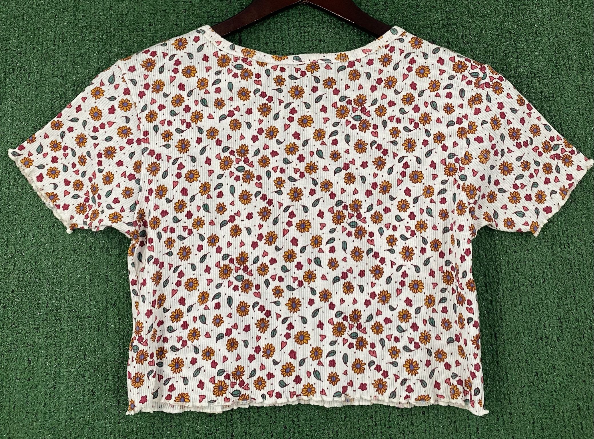 Vintage 90’s Republic Denim Sunflowers Hearts Cropped Top Small Size S / US 4 / IT 40 - 6 Thumbnail