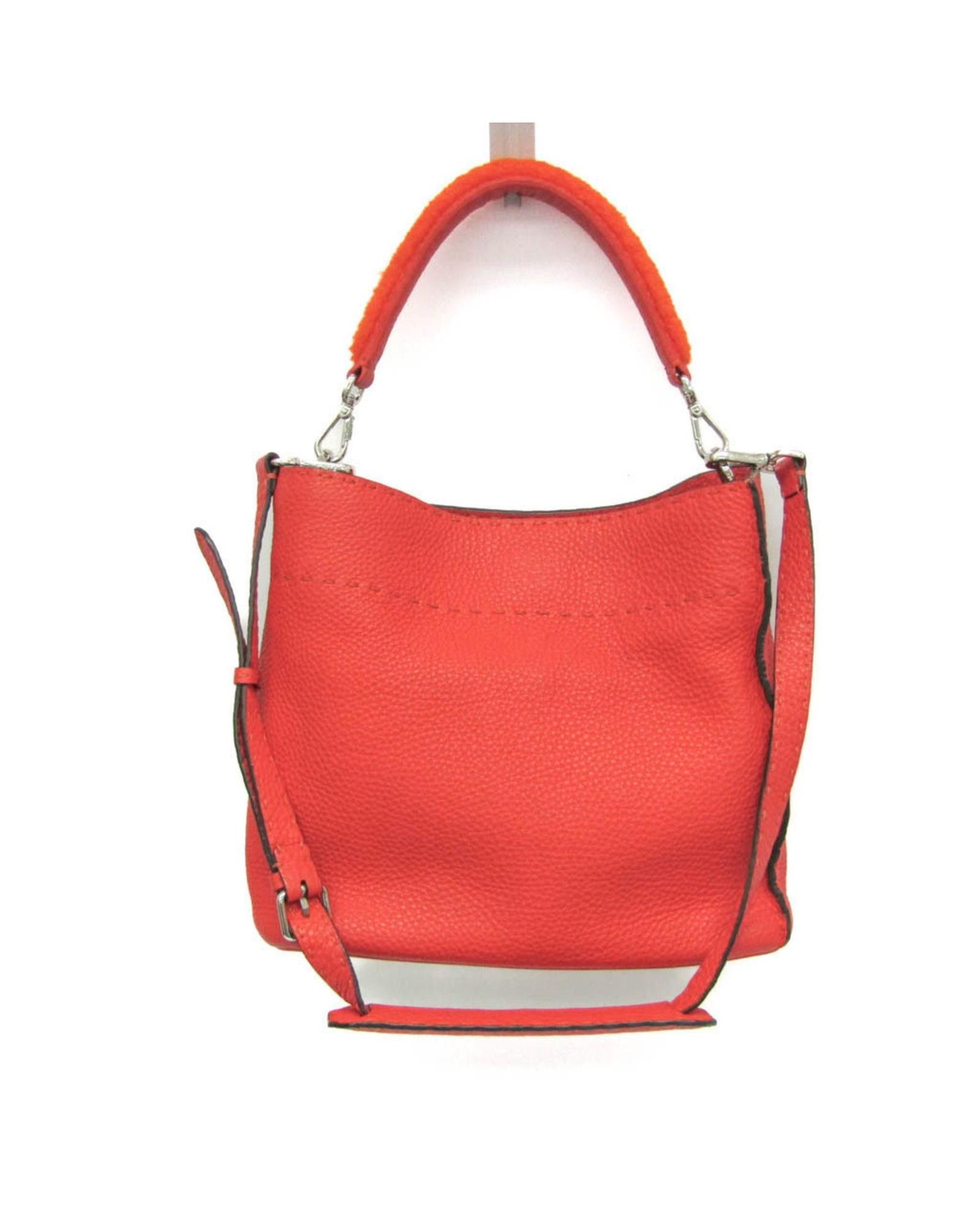 image of Fendi Elegant Red Leather Hand And Shoulder Bag, Women's