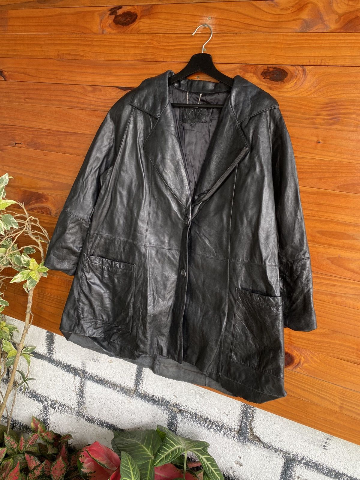 Pepe Jeans Vintage PePe Black Jacket Oversized Real Leather Coat Size L / US 10 / IT 46 - 4 Thumbnail