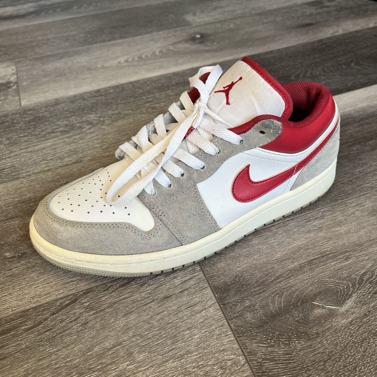 Jordan Brand × Nike × Vintage Vintage Air Jordan 1 Low SE Smoke Grey Gym Red Men Low Shoes Size US 8.5 / EU 41-42 - 11 Thumbnail