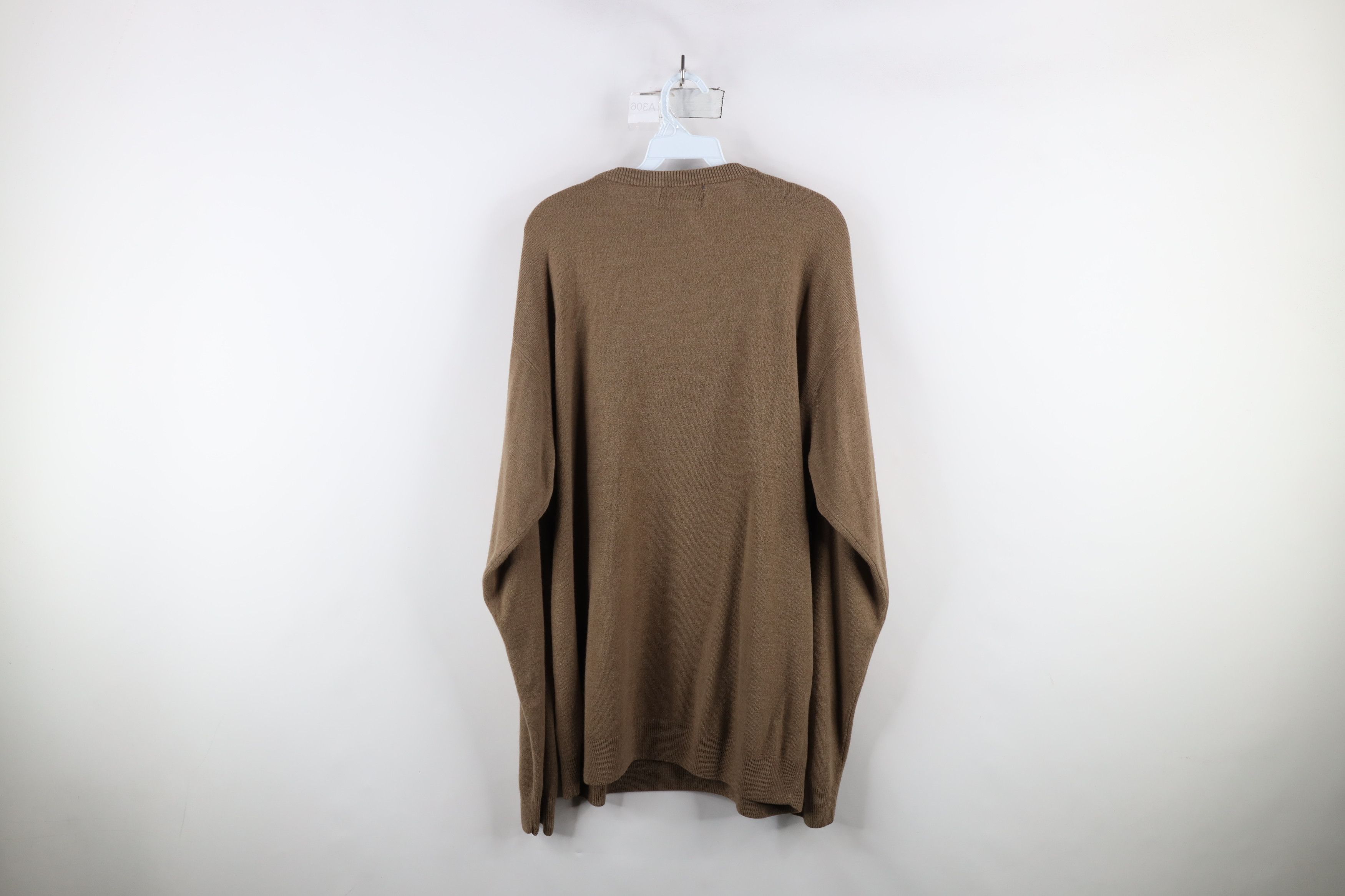 Vintage Vintage 70s Streetwear Faded Blank Knit V-Neck Sweater Brown Size US XL / EU 56 / 4 - 7 Thumbnail