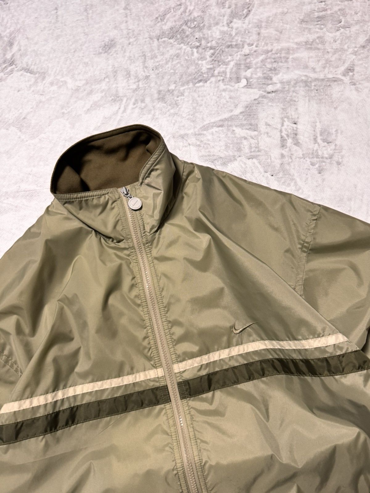 Nike × Vintage 00s Nike Vintage Mini Swoosh Oversize Drill Track Jacket Y2K Size US S / EU 44-46 / 1 - 2 Thumbnail