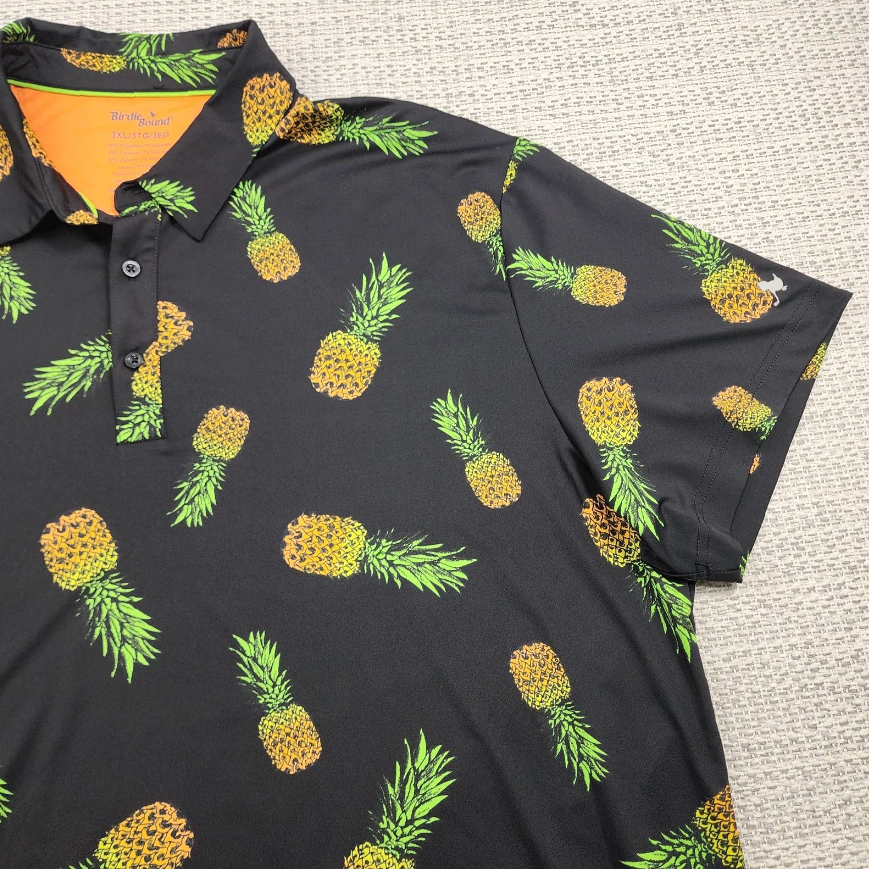 Vintage Birdie Bound Polo Mens 3XL Black Pineapple Print Short Sleeve Golf Stretch Size US XXL / EU 58 / 5 - 2 Thumbnail