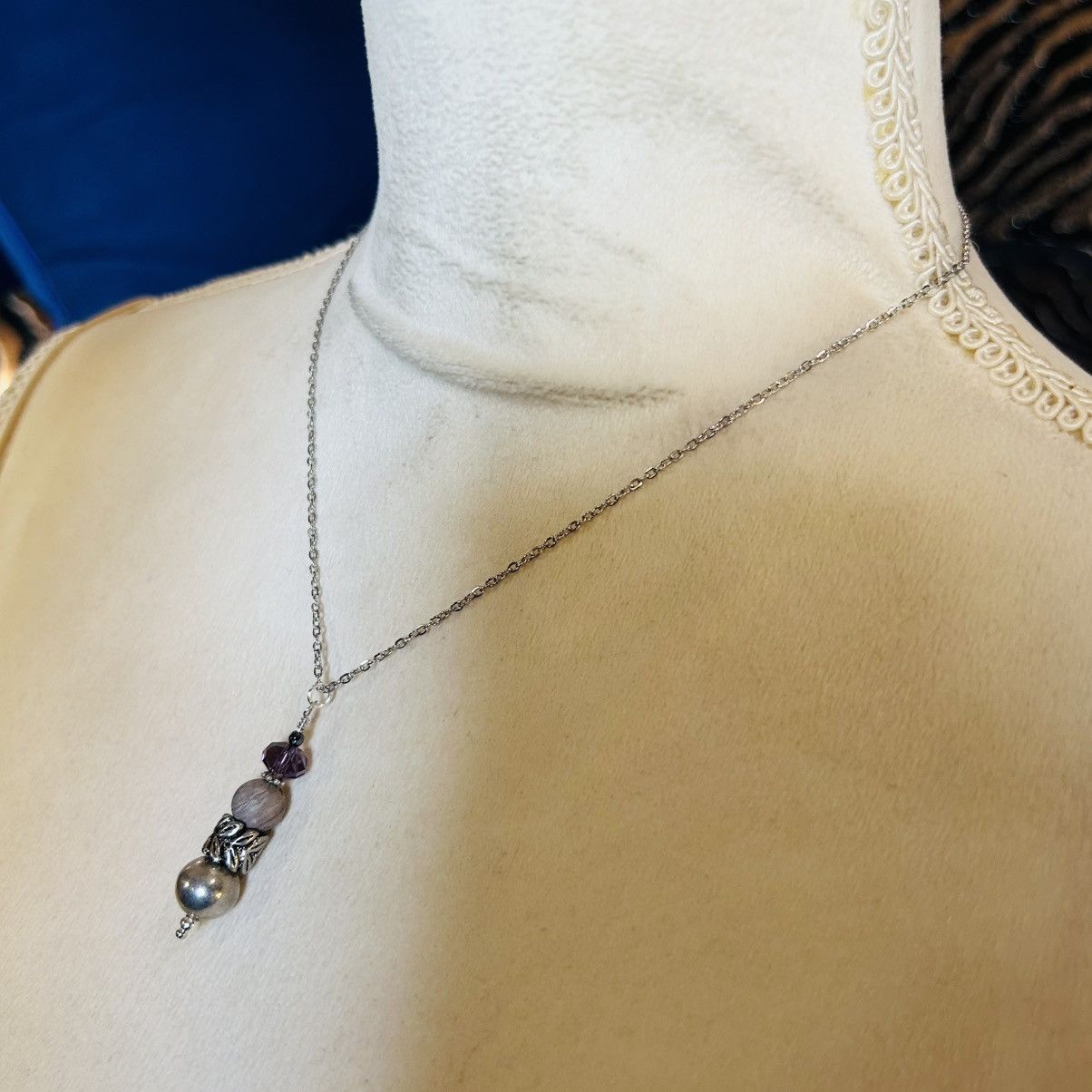 Handmade Handcrafted faceted glass pyrite pendant on chain necklace Size ONE SIZE - 3 Thumbnail
