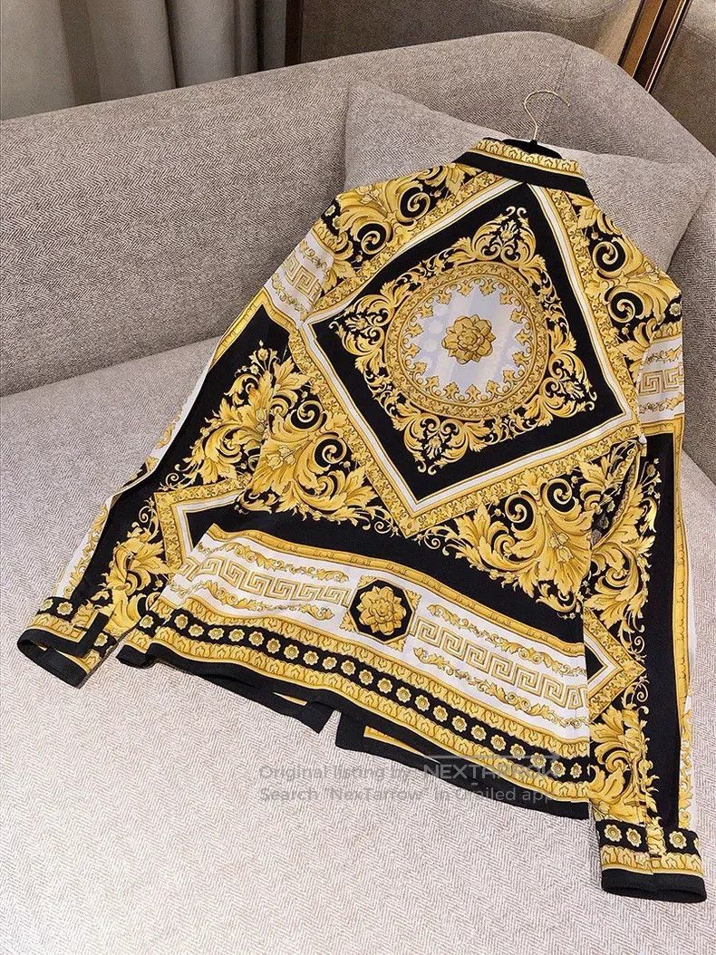 Versace Black gold baroque silk shirt