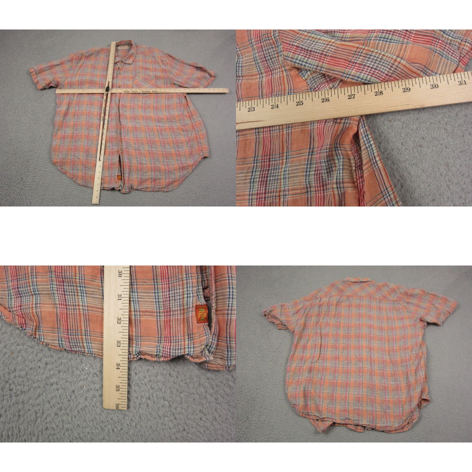Tommy Bahama Tommy Bahama Shirt Adult 2XL Orange Plaid Linen Camp Mens Button Up Short Sleeve Casual Everyday Mens Size US XXL / EU 58 / 5 - 8 Thumbnail