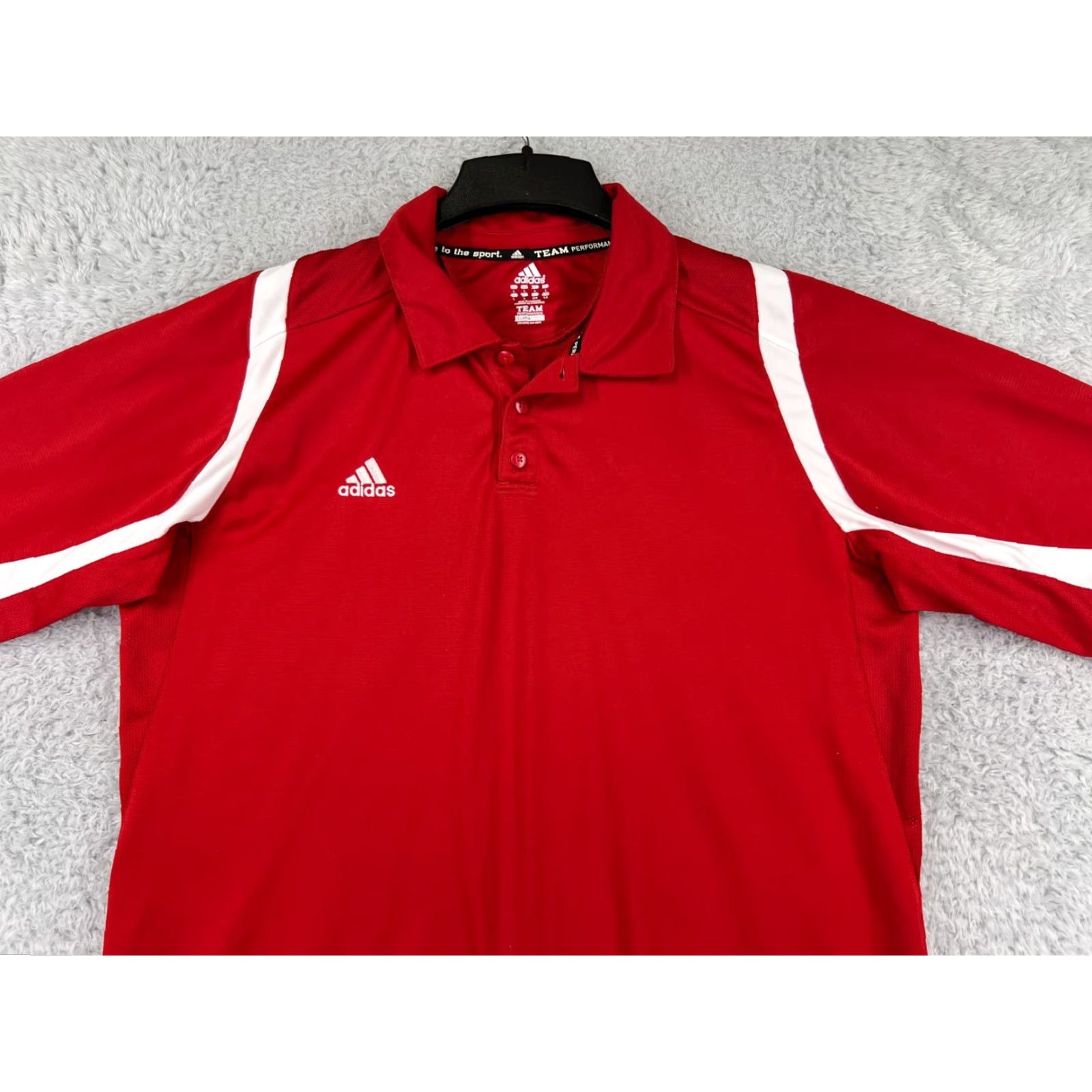 Adidas Adidas Polo Shirt Mens Large Red White Golf Golfer 100% Polyester Team Polo shirt Men Large Red White Golf Apparel Size US L / EU 52-54 / 3 - 4 Thumbnail
