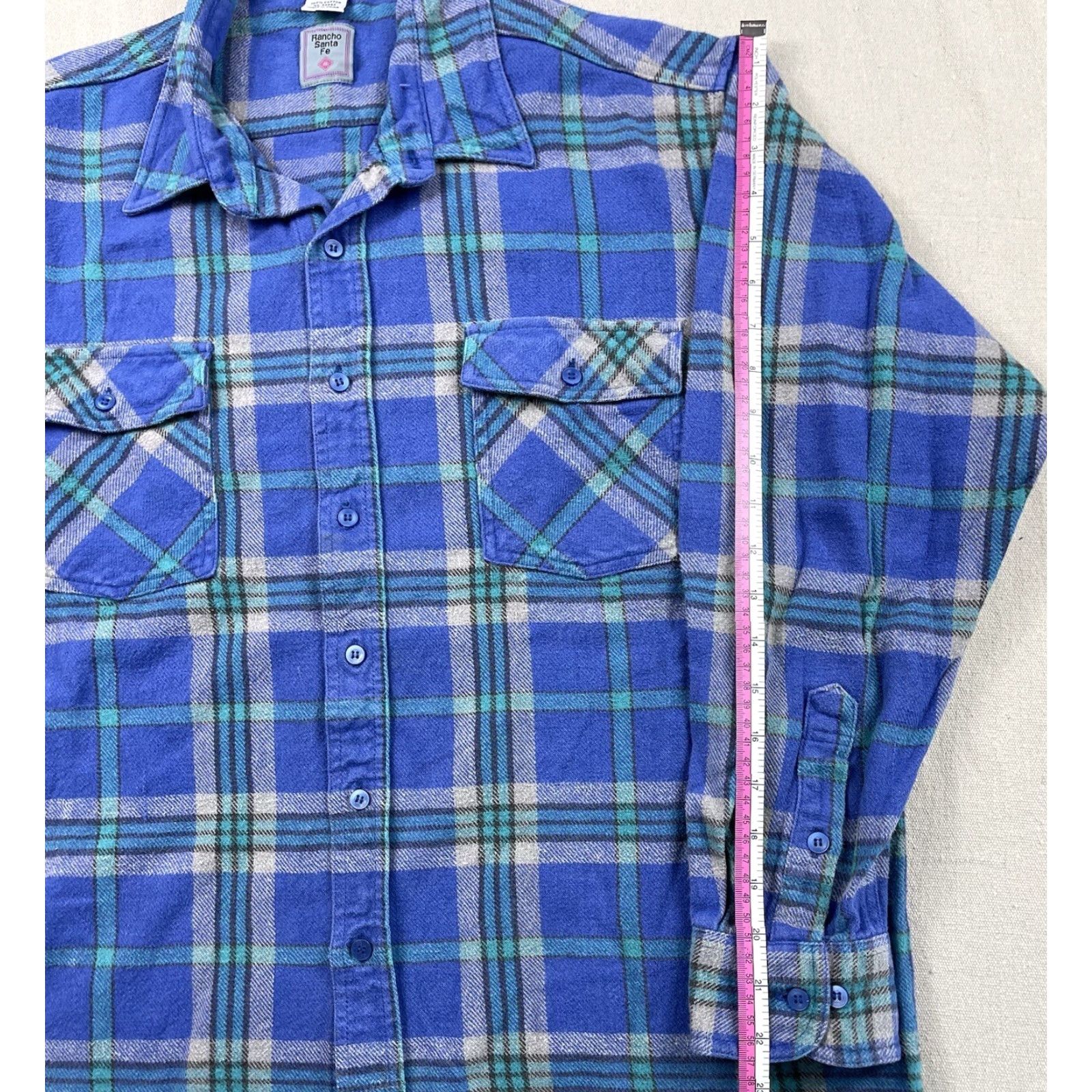 Vintage VINTAGE Rancho Santa Fe Flannel Shirt Men's L Blue Plaid Western Cowboy Button-Up 80s 90s Size US L / EU 52-54 / 3 - 5 Thumbnail