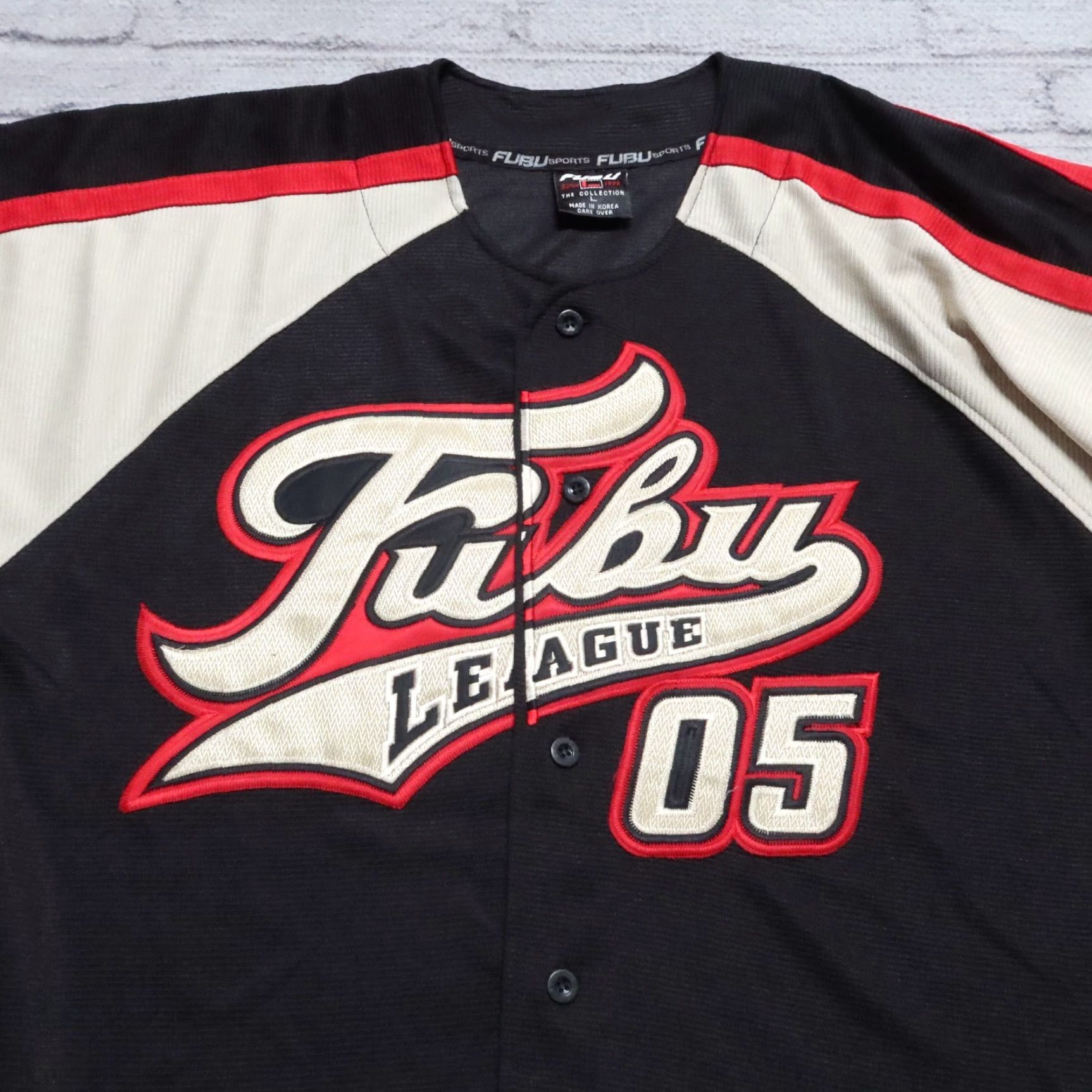 Fubu VINTAGE FUBU Baseball Jersey Mens L Black 05 Hip Hop Street 2000s Size US L / EU 52-54 / 3 - 2 Thumbnail