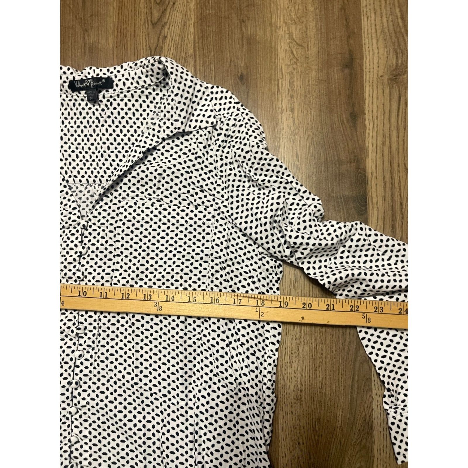 Velvet Velvet Heart Shirt Womens Medium Black White Polka Dots Long Sleeve Button Up"} Size M / US 6-8 / IT 42-44 - 6 Thumbnail