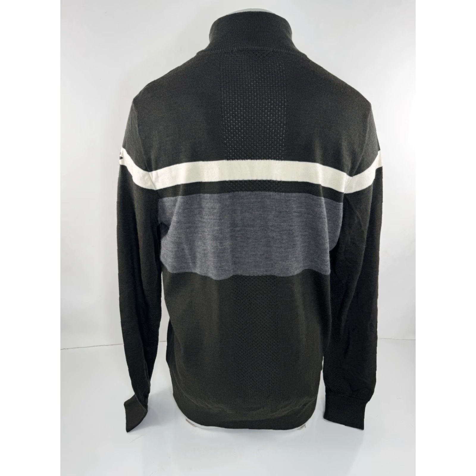 KJUS KJUS Sweater Striped Pullover Wool Merino Mens XL Green / White / Gray 54 A9 MSRP 99 - FLAW Size US XL / EU 56 / 4 - 4 Thumbnail