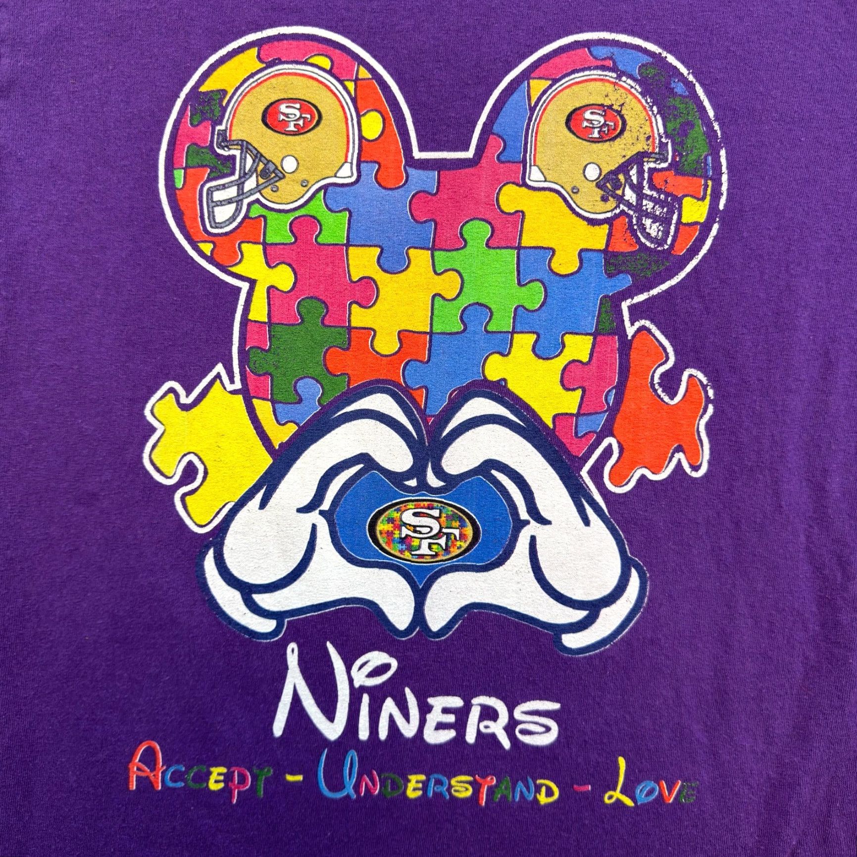 Delta Autism Speaks San Francisco 49ers Disney T-Shirt M Purple Mickey Mouse NFL Unisex Shirt Medium Size US M / EU 48-50 / 2 - 3 Thumbnail