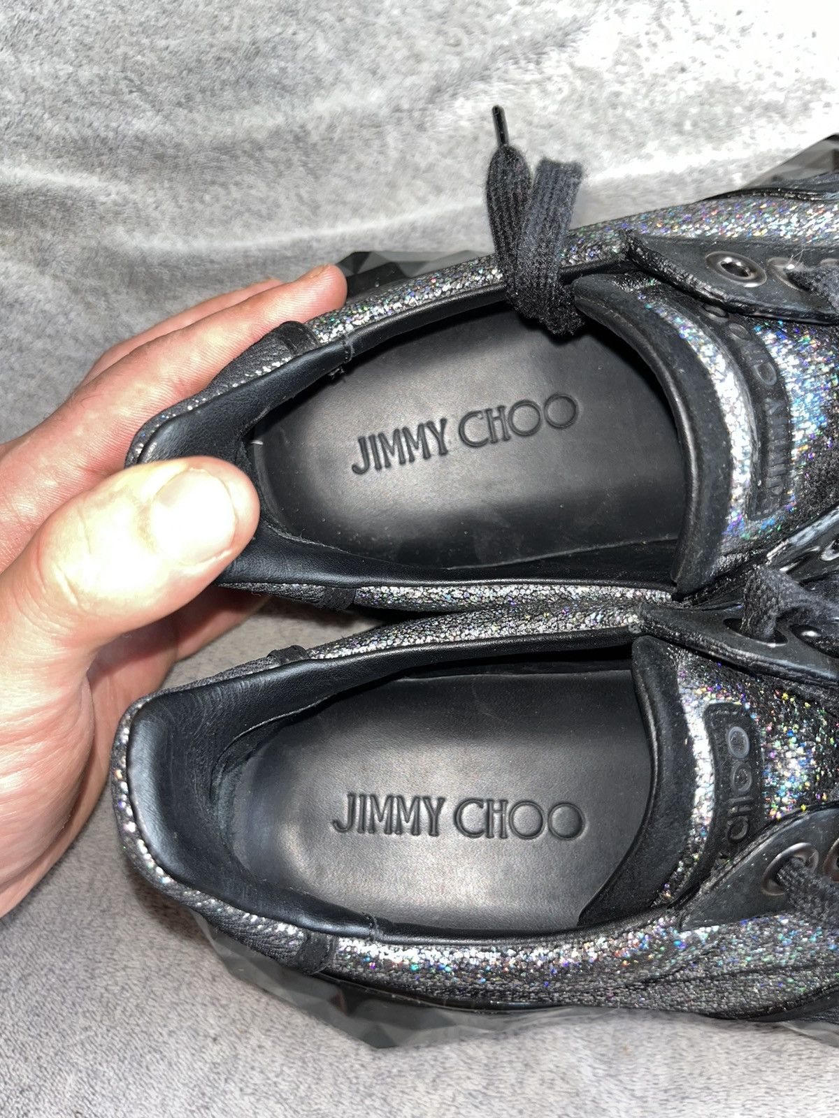 Designer × Jimmy Choo Jimmy Choo Diamond Sneakers Black Glitter Luxury Italy Size US 8 / EU 41 - 10 Thumbnail