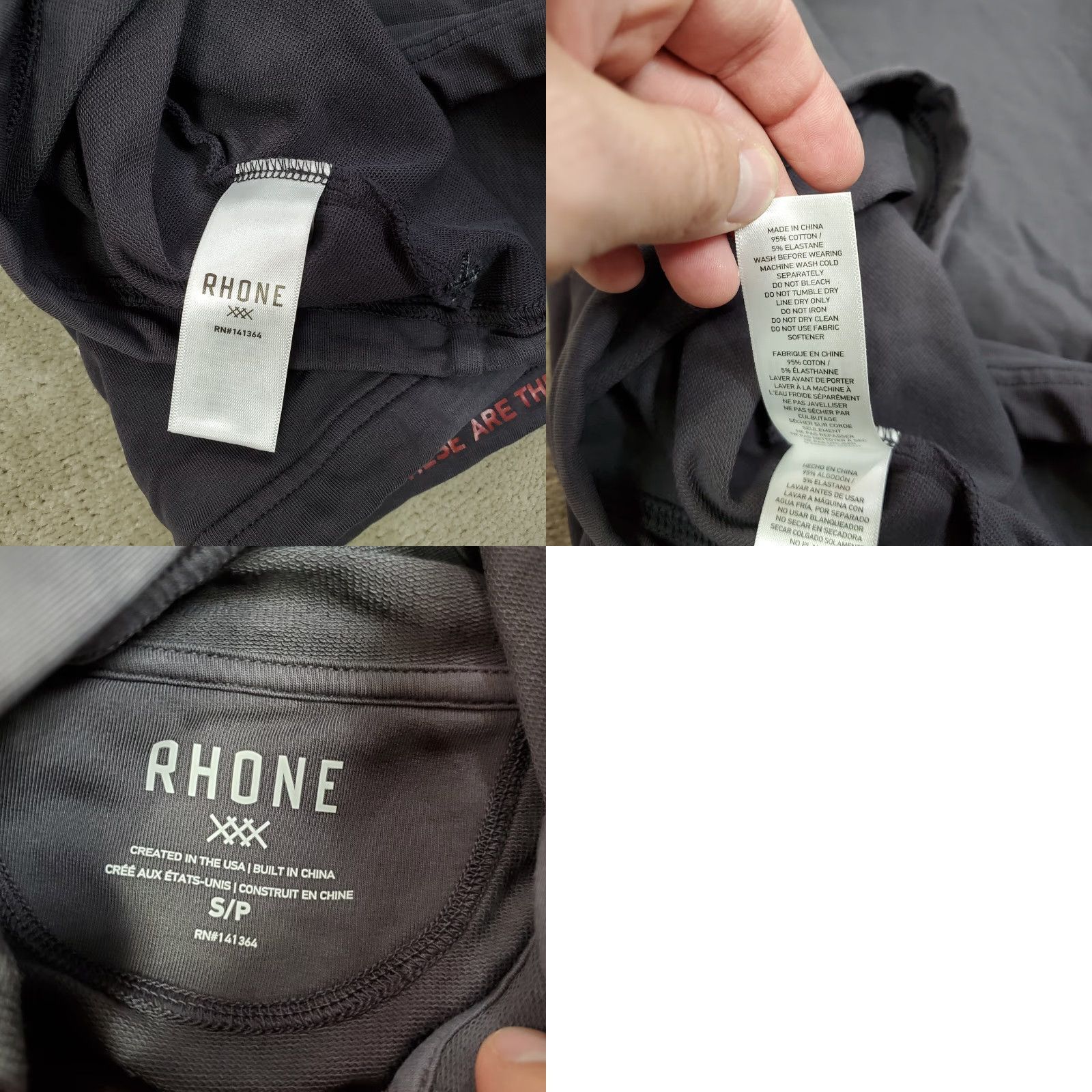 Rhone Rhone Hoodie Mens Small Gray Sweatshirt Pullover Knit Solid Pocket Logo Modern Outdoor Size US S / EU 44-46 / 1 - 8 Thumbnail