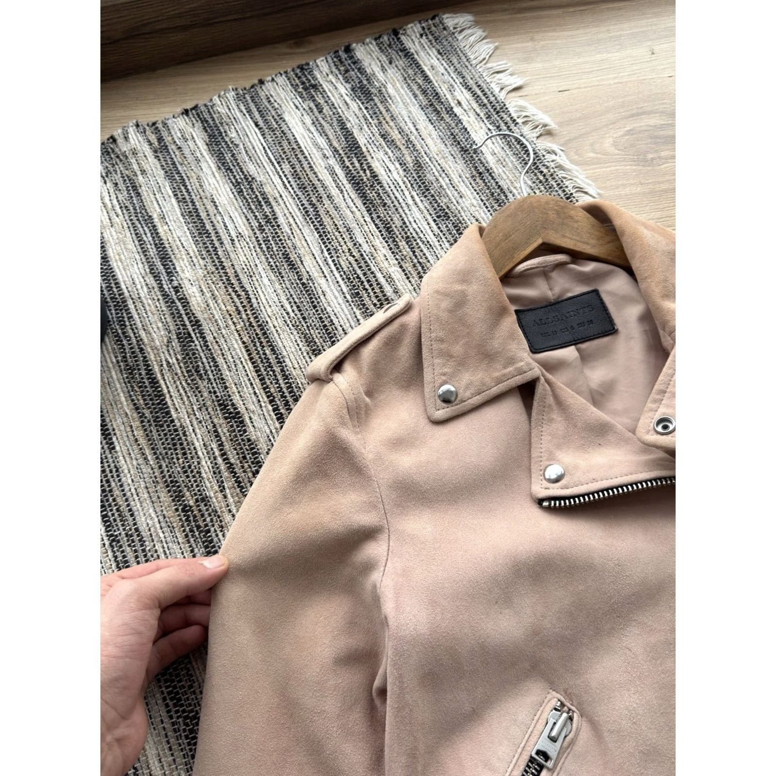 Allsaints VINTAGE AllSaints Suede Balfern Biker Jacket Womens Pink Size M UK 10 US 6 EU 38 80s 90s Casual Streetwear Leather Jacket Womens Size M / US 6-8 / IT 42-44 - 7 Thumbnail