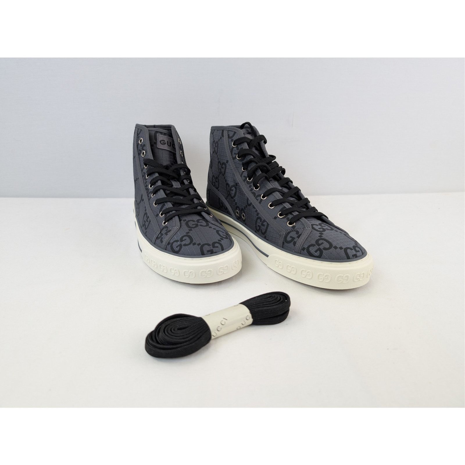 Gucci o1rshd1 GG monogram Tennis 1977 High-Top sneakers in grey Size US 12.5 / EU 45-46 - 5 Thumbnail