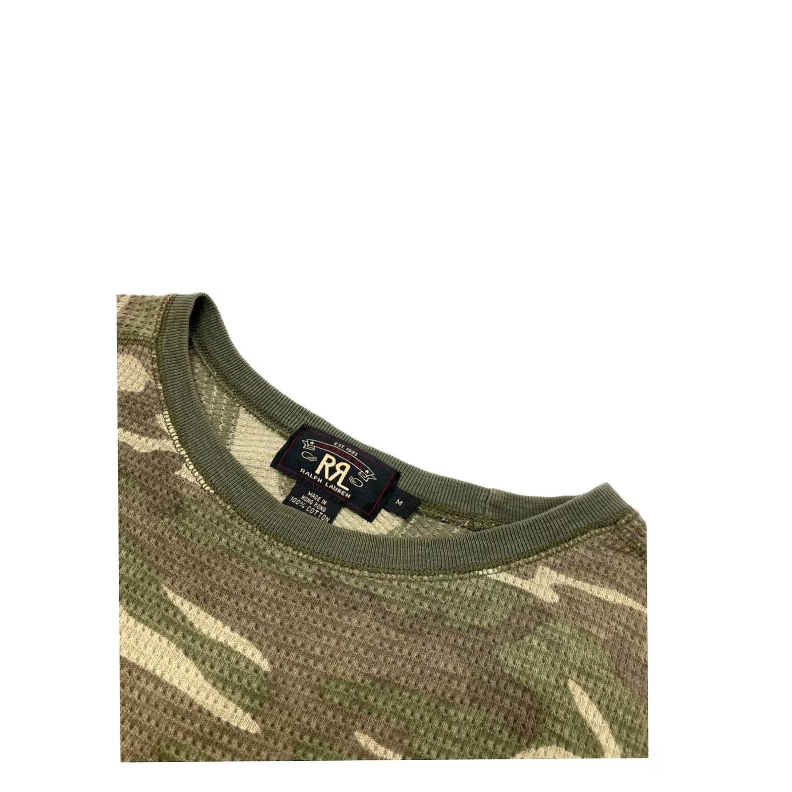 Ralph Lauren RRL Ralph Lauren Camouflage Pattern Waffle-knit T-Shirt Green Size M Crew Neck Mens Long Sleeve Cotton Knit Pre-owned Size US M / EU 48-50 / 2 - 3 Thumbnail