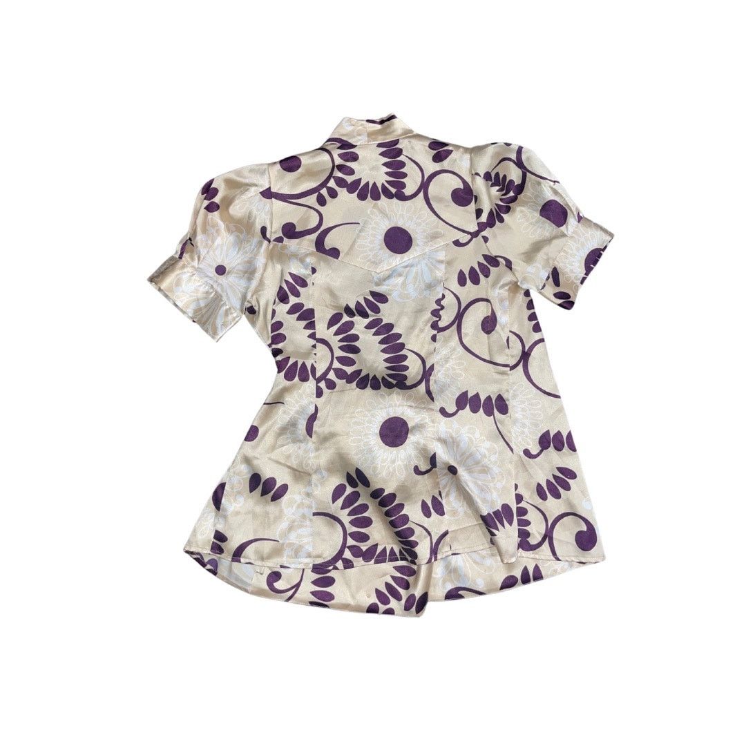 Bcbgmaxazria Ivory print Satin Like Wrap Blouse Top Y2K SZ XS Chic Career Size XS / US 0-2 / IT 36-38 - 2 Thumbnail