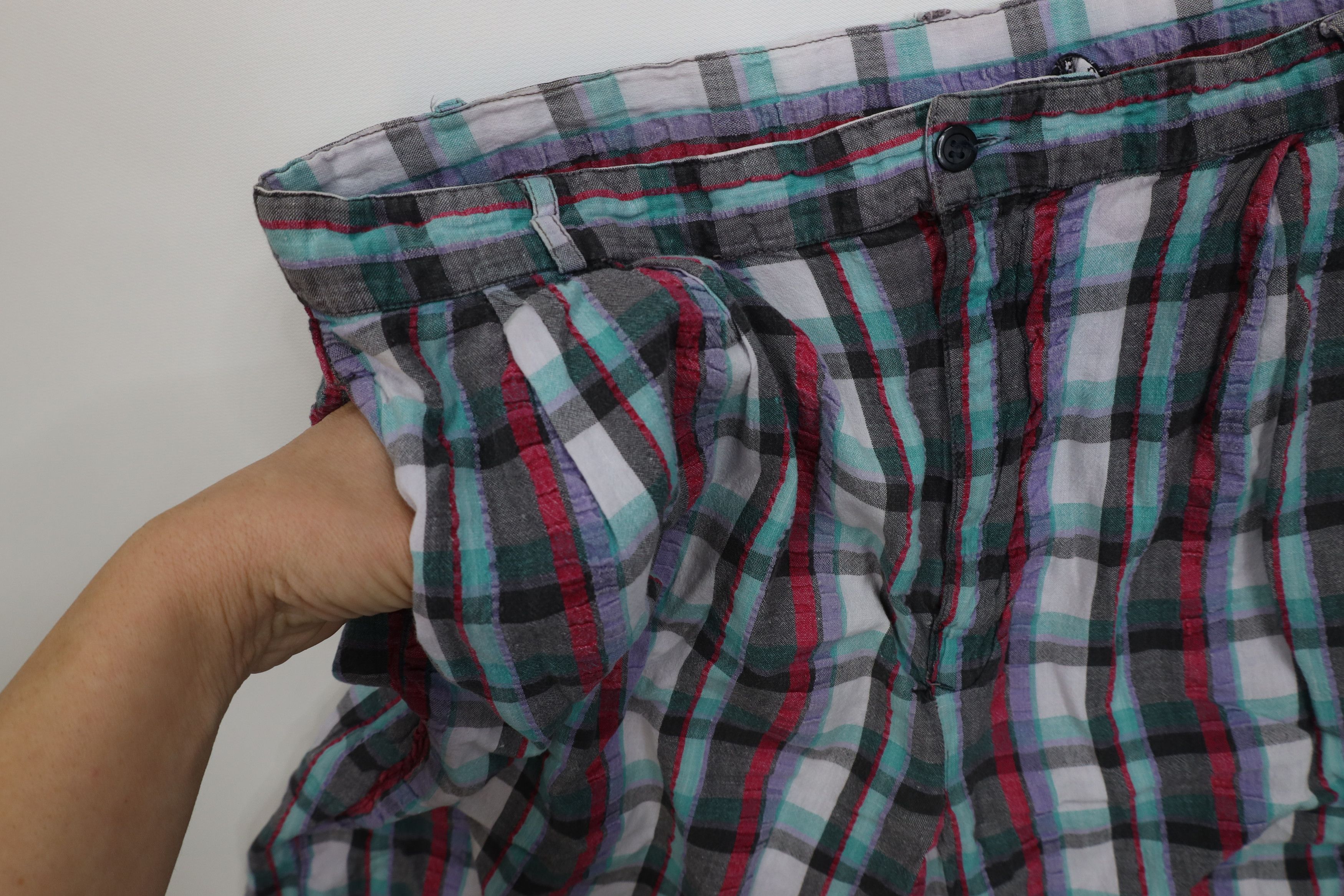 Vintage Vintage 90s IOU Madras Plaid Seersucker Chino Shorts Cotton Size US 30 / EU 46 - 6 Thumbnail