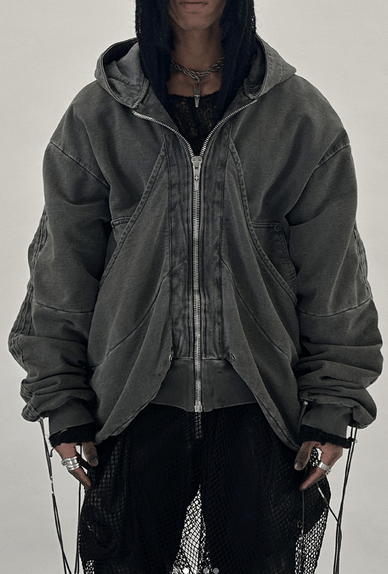SHINE LUXURY Shine Luxury “GOLUCIDA” layered jumbo zipper cargo hoodie Size US S / EU 44-46 / 1 - 1 Thumbnail