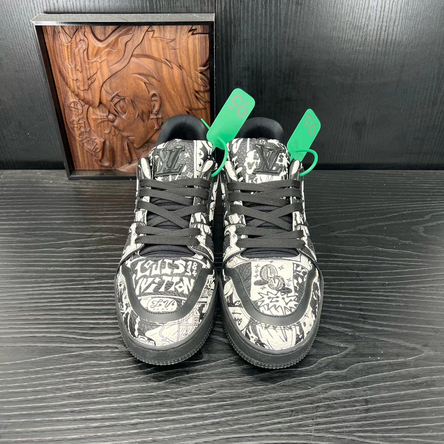 Louis Vuitton LV Trainer Black & White Graffiti 41 Size US 8 / EU 41 - 4 Thumbnail