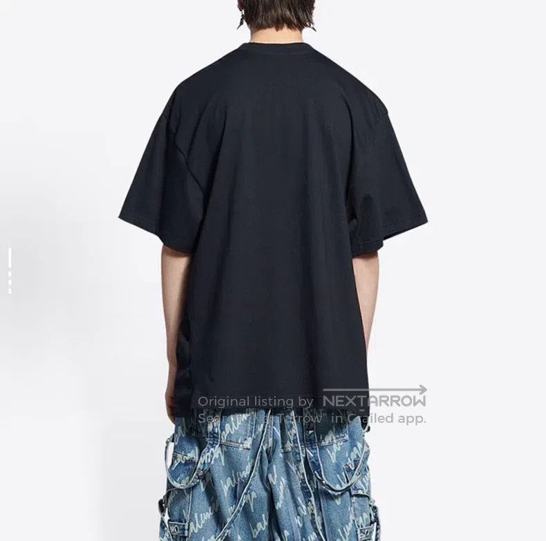 Balenciaga Balenciaga Black Crystal Lettering Short Sleeve Size US S / EU 44-46 / 1 - 7 Thumbnail