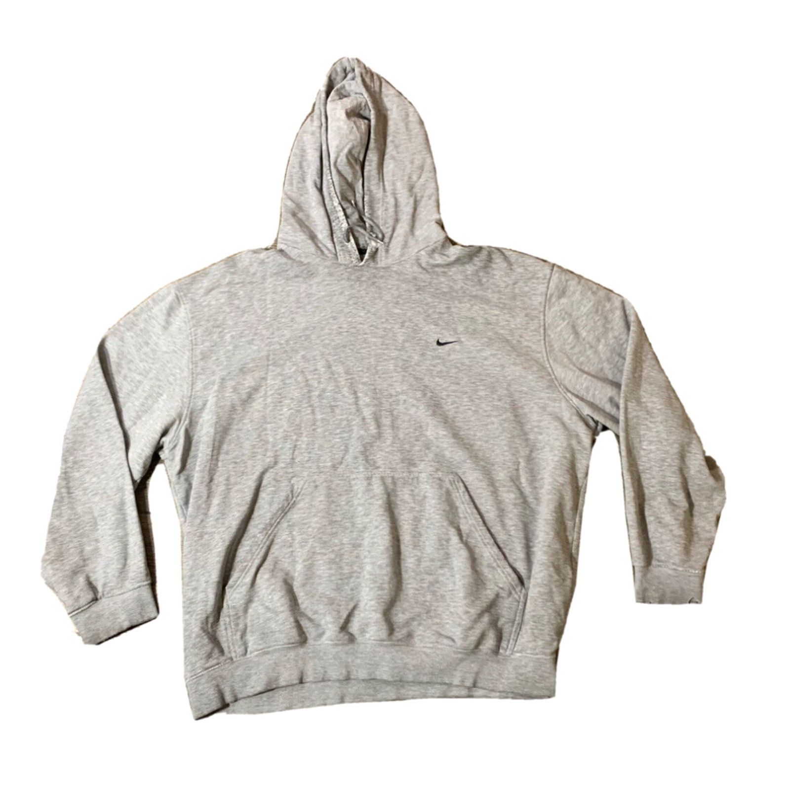 Nike Embroidered Swoosh Men's Distressed Gray Pullover Hoodie 2XL Gray