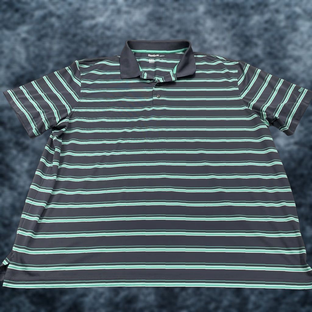 Reebok Reebok Golf Polo Shirt Mens 4XL Gray Striped Performance Breathable Lightweight Size US XXL / EU 58 / 5 - 1 Thumbnail