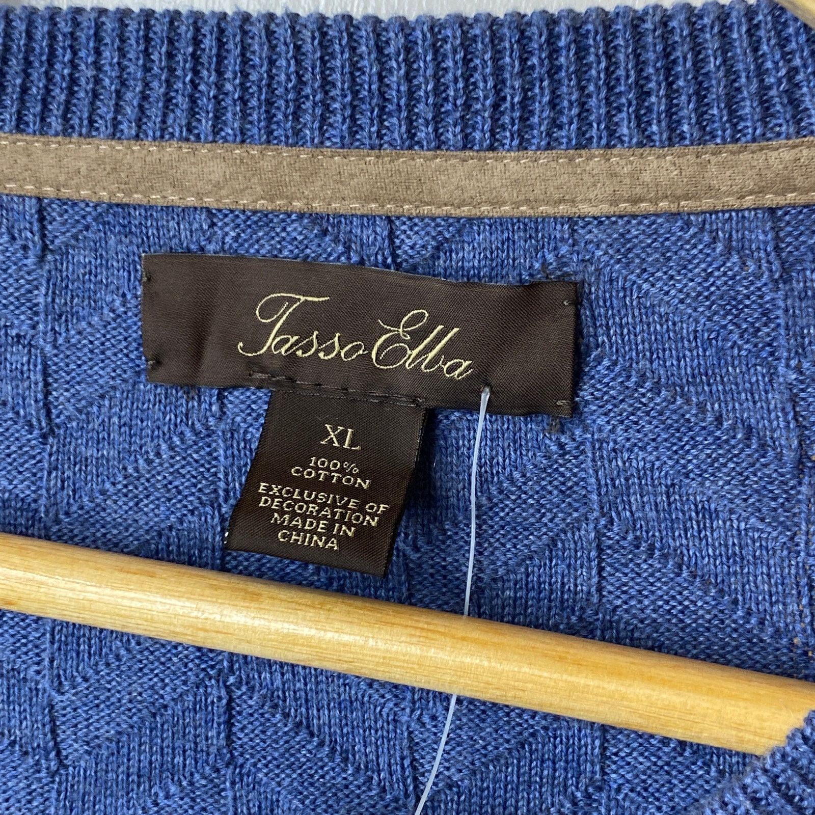 Tasso Elba Tasso Elba Moonlite Blue Chevron Knit Crewneck Sweater XL Size US XL / EU 56 / 4 - 5 Thumbnail