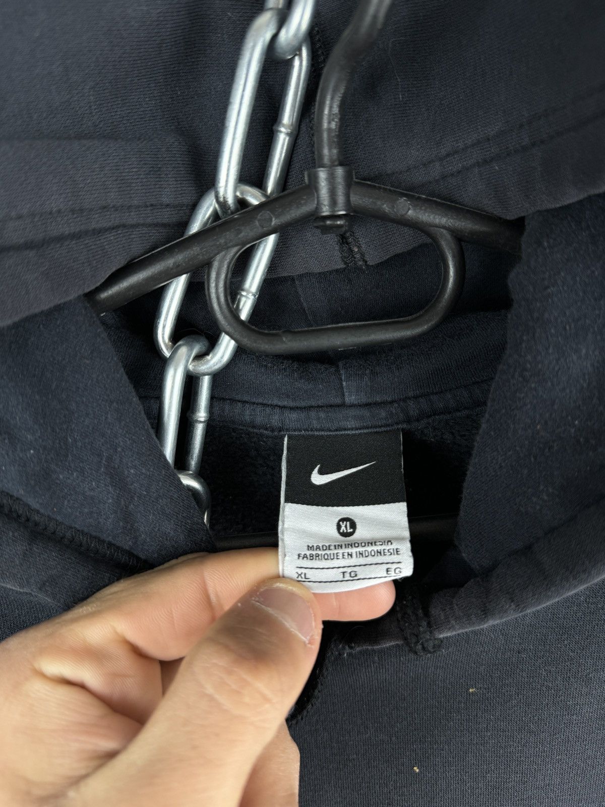 Nike × Vintage Mens Vintage Nike big logo hoodie distressed y2k rare drill Size US XL / EU 56 / 4 - 10 Thumbnail