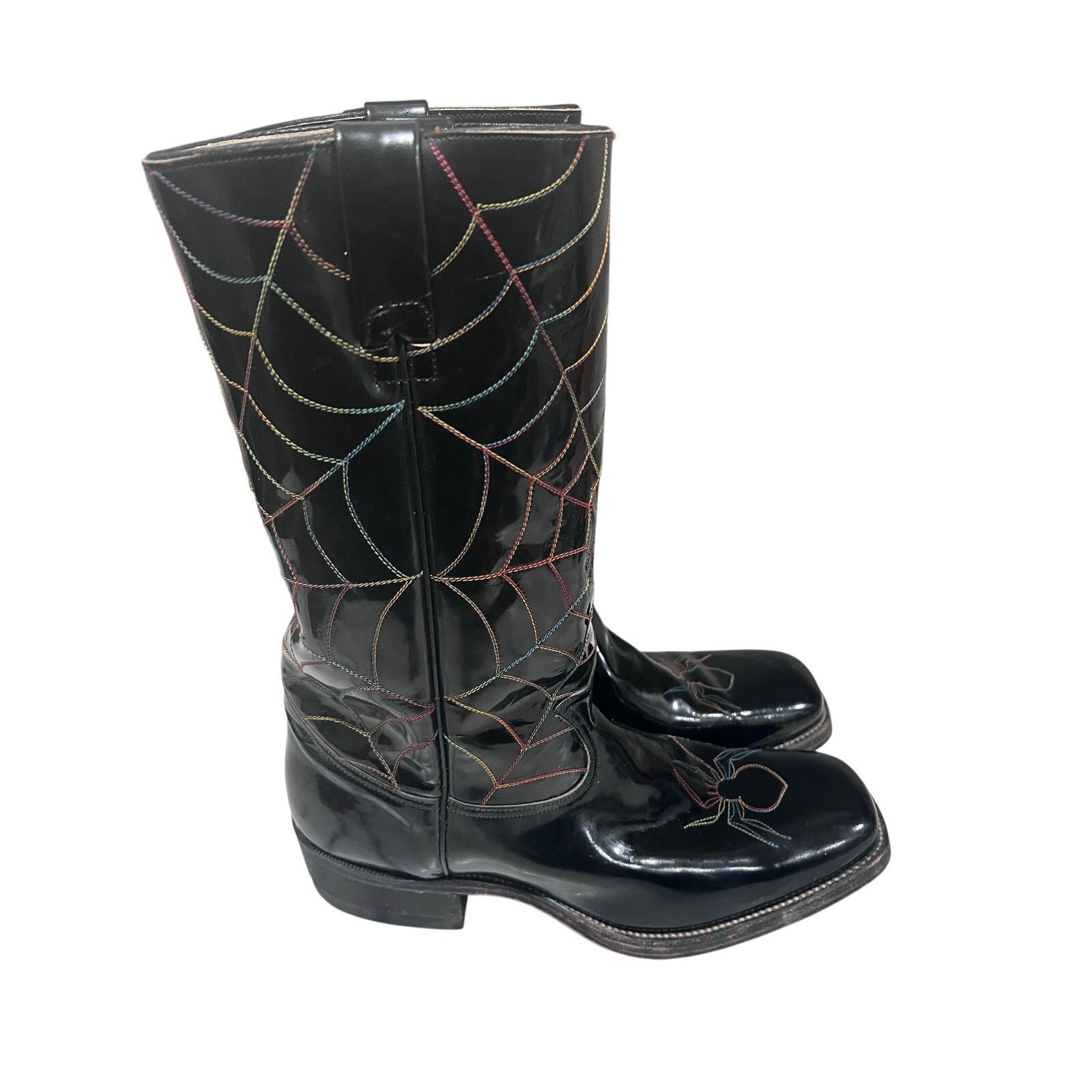 Other Justin Vaquero Patent Leather Cowboy Boot Spider 10D Rare Size US 10.5 / EU 43-44 - 6 Thumbnail