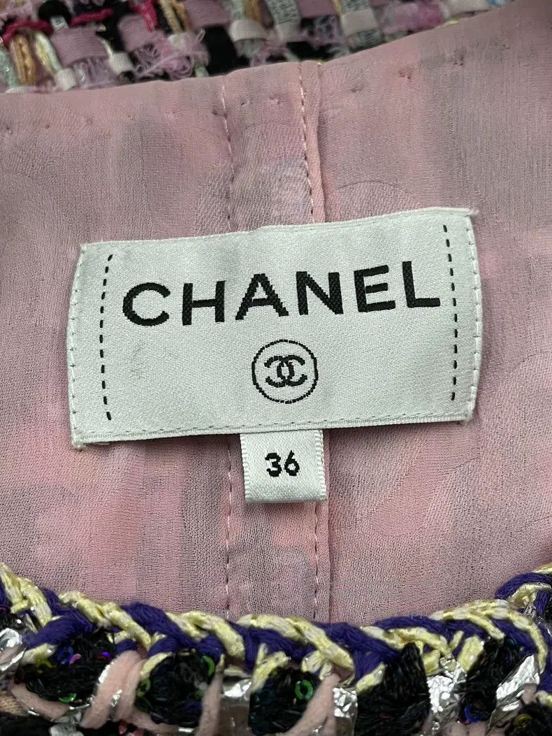 Chanel Chanel Pink-purple woven tweed coat Size XS / US 0-2 / IT 36-38 - 4 Thumbnail