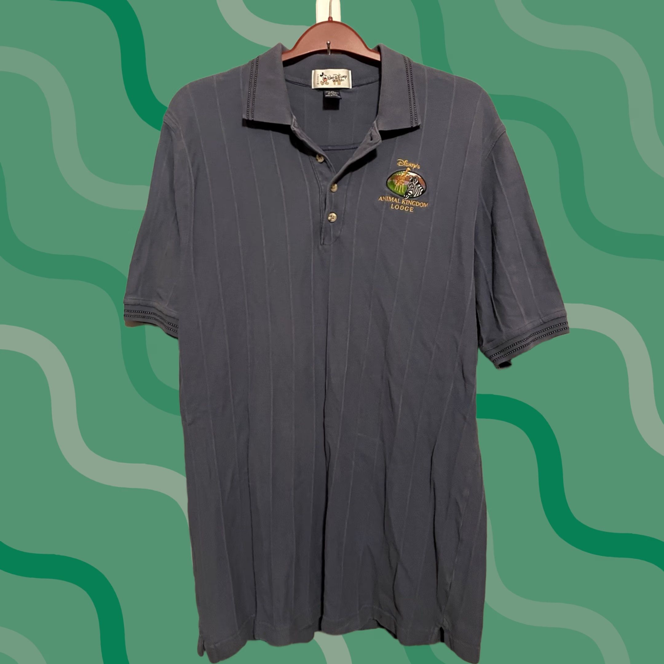 Disney VINTAGE Disney Parks Animal Kingdom Lodge Blue Polo Embroidered Size L Adults Mens Mickey Mouse 100% Cotton Short Sleeve Blue Embroidered B377 Size US L / EU 52-54 / 3 - 1 Thumbnail