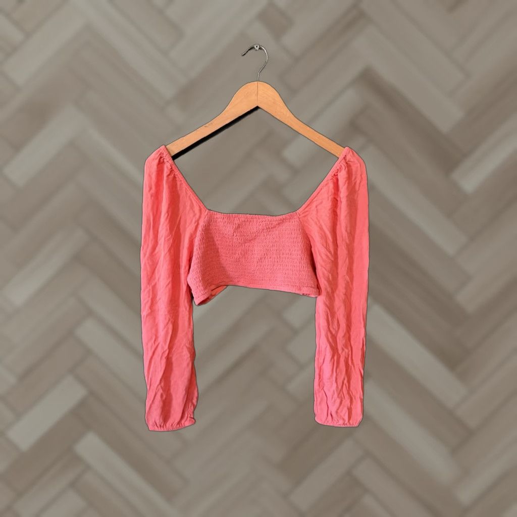 American Eagle Outfitters American Eagle Womens Pink Cropped Long Sleeve Shirt Size Medium Size M / US 6-8 / IT 42-44 - 1 Thumbnail