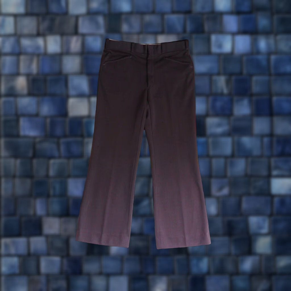 Etro VTG 60s 70s Chestnut Brown Disco Flare Poly Talon Hippy 35x29 Retro Pants Mens Size US 35 - 1 Thumbnail