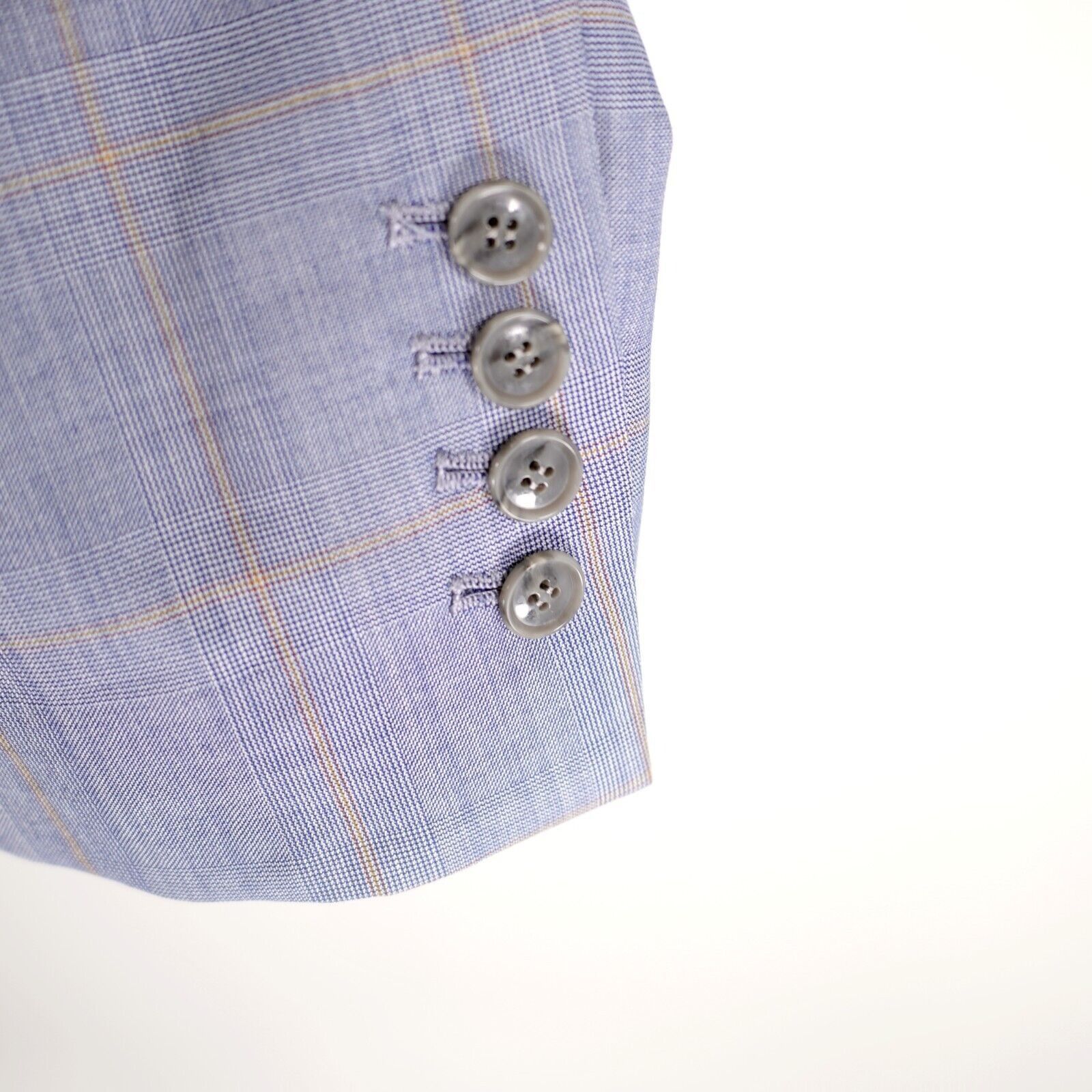 Vitale Barberis Canonico Vitale Barberis Canonico Super 140s Blue Plaid 2 Piece Vest Size 42L - 4 Thumbnail