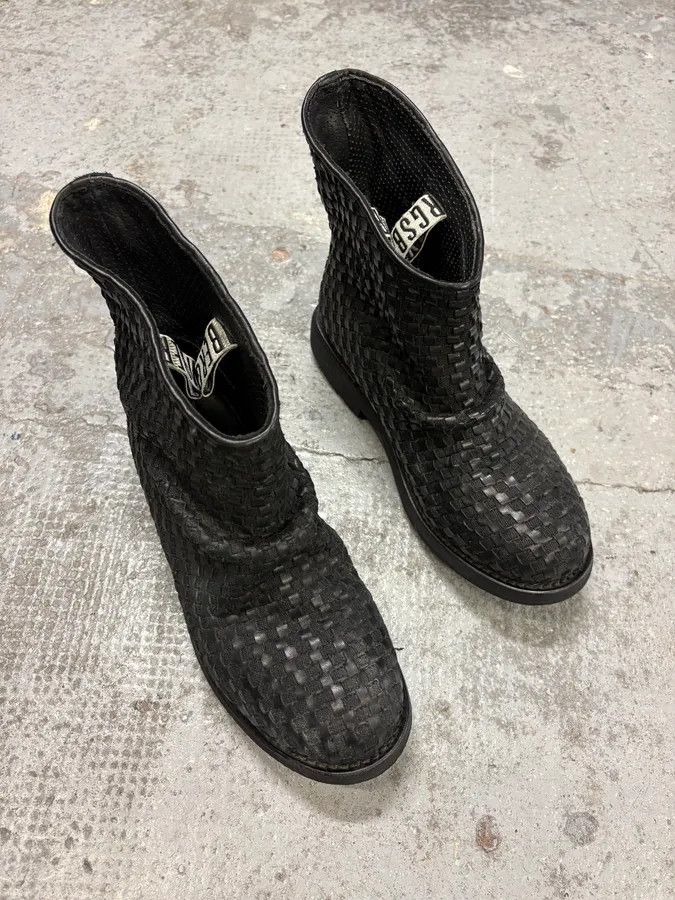 Dirk Bikkembergs Bikkembergs Black Woven Embossed Leather Boots Size US 7 / IT 37 - 3 Thumbnail