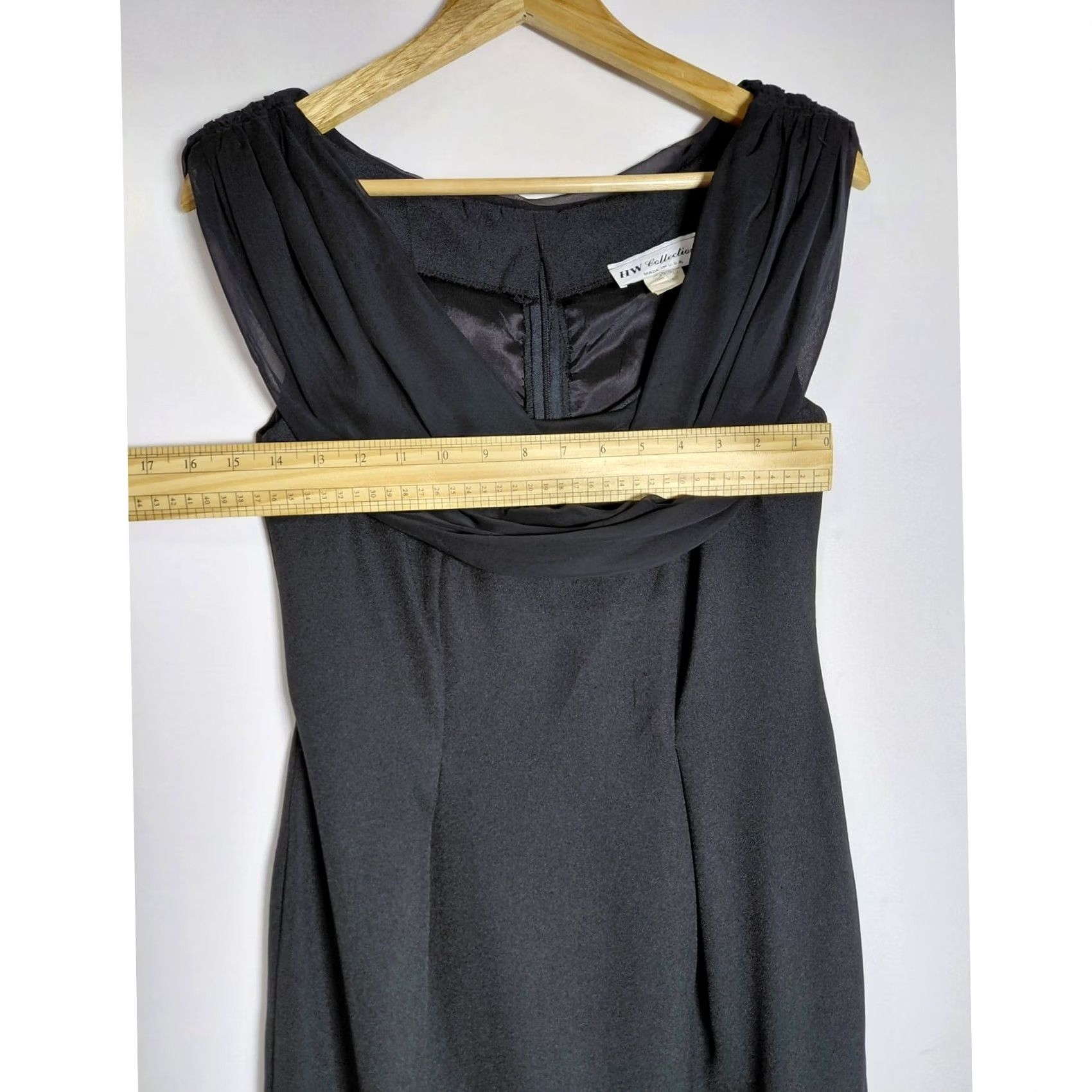 Vintage HW Collections Black Dress Solid Sleeveless Knee Length Women Size 4 Size S / US 4 / IT 40 - 5 Thumbnail