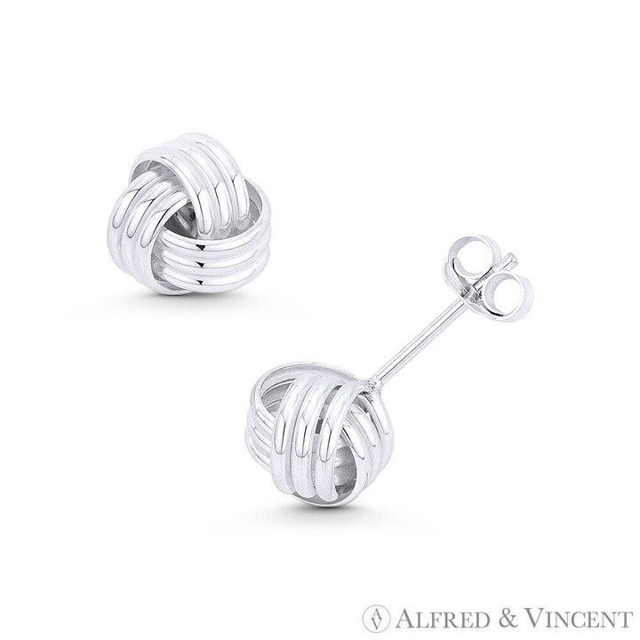 Other Love Knot Charm 3-Line Stud Earrings in .925 Sterling Silver Size ONE SIZE - 1 Preview