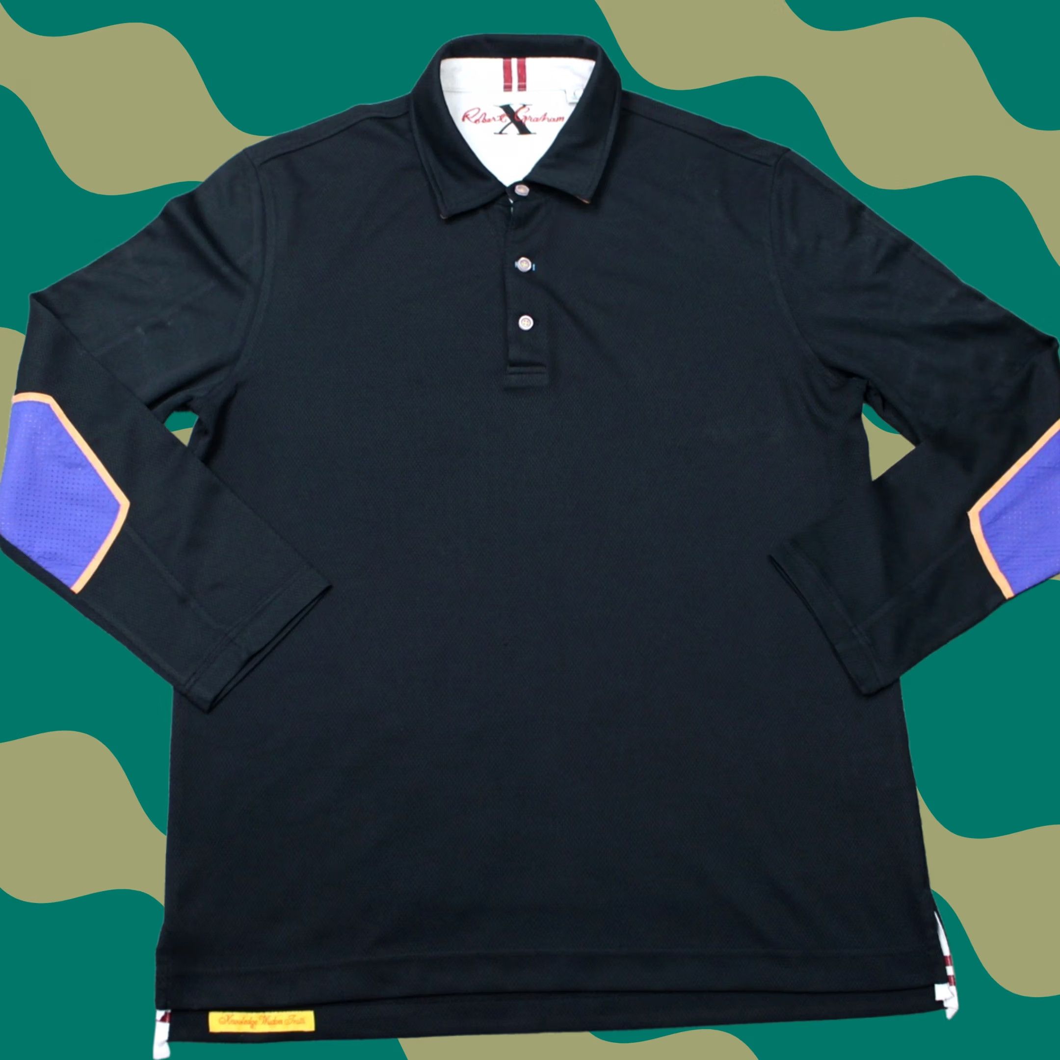 Robert Graham Robert Graham Polo Shirt Mens Large Black/Purple Long Sleeve Size US L / EU 52-54 / 3 - 1 Thumbnail