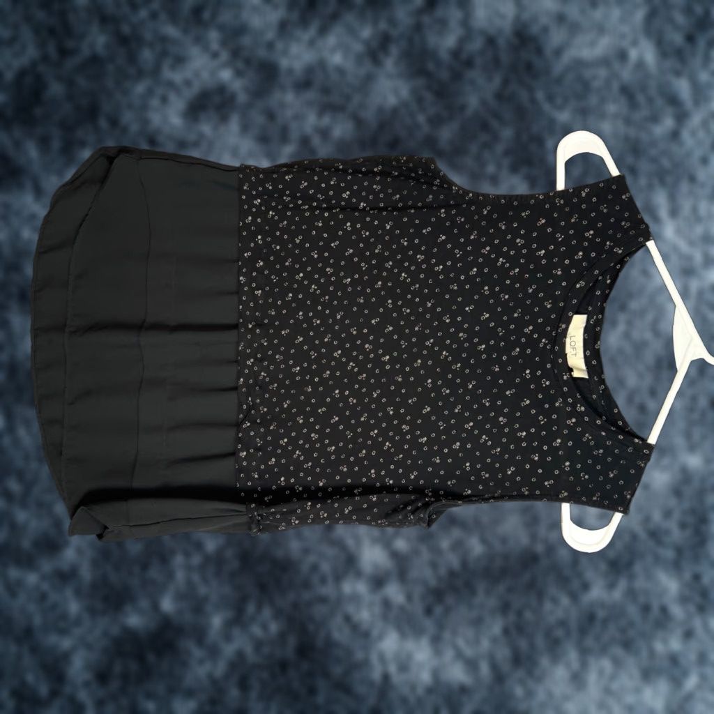 Loft Ann Taylor Loft Womens Small Black Sleeveless High-Low Top Floral Print Size S / US 4 / IT 40 - 1 Thumbnail