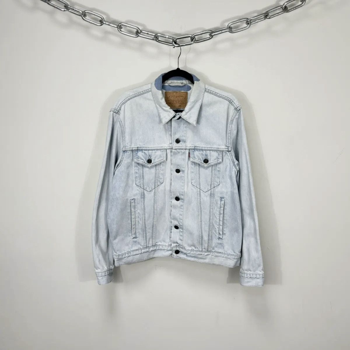 Levi's × Vintage Vintage 90s Levi’s USA Faded Light Blue Hype Denim Jacket Size US M / EU 48-50 / 2 - 1 Thumbnail