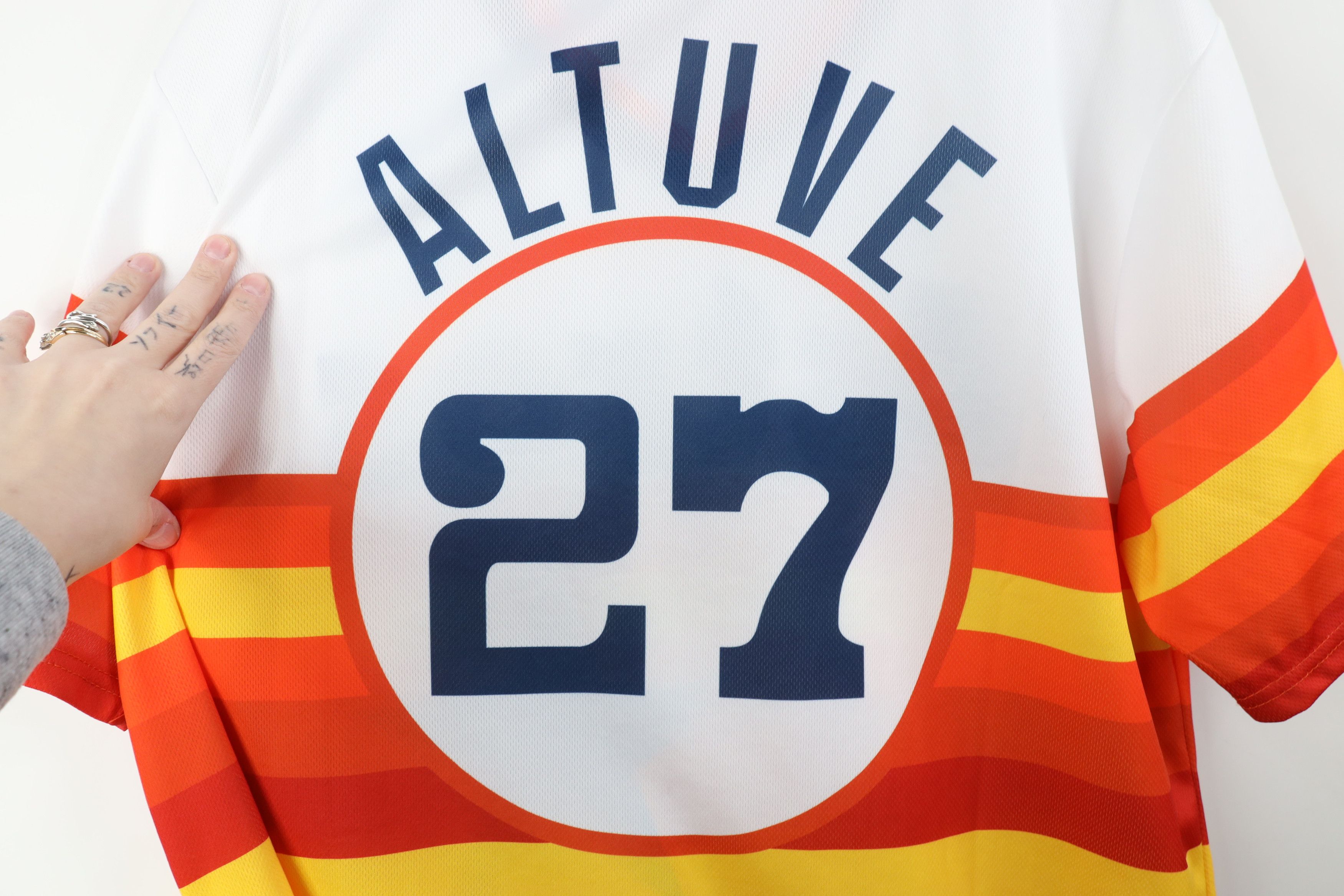 Vintage Retro MLB Houston Astros Baseball Jersey T-Shirt Striped #27 Size US XL / EU 56 / 4 - 11 Thumbnail