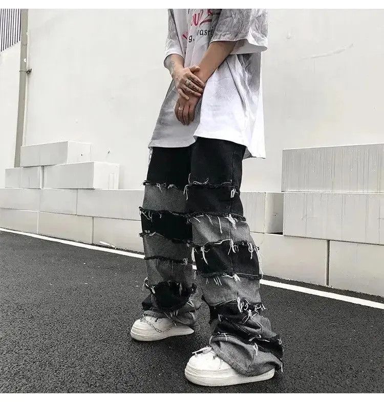 Japanese Brand Streetwear wide legs hip hop style loose straight jeans y2k Size US 32 / EU 48 - 3 Thumbnail
