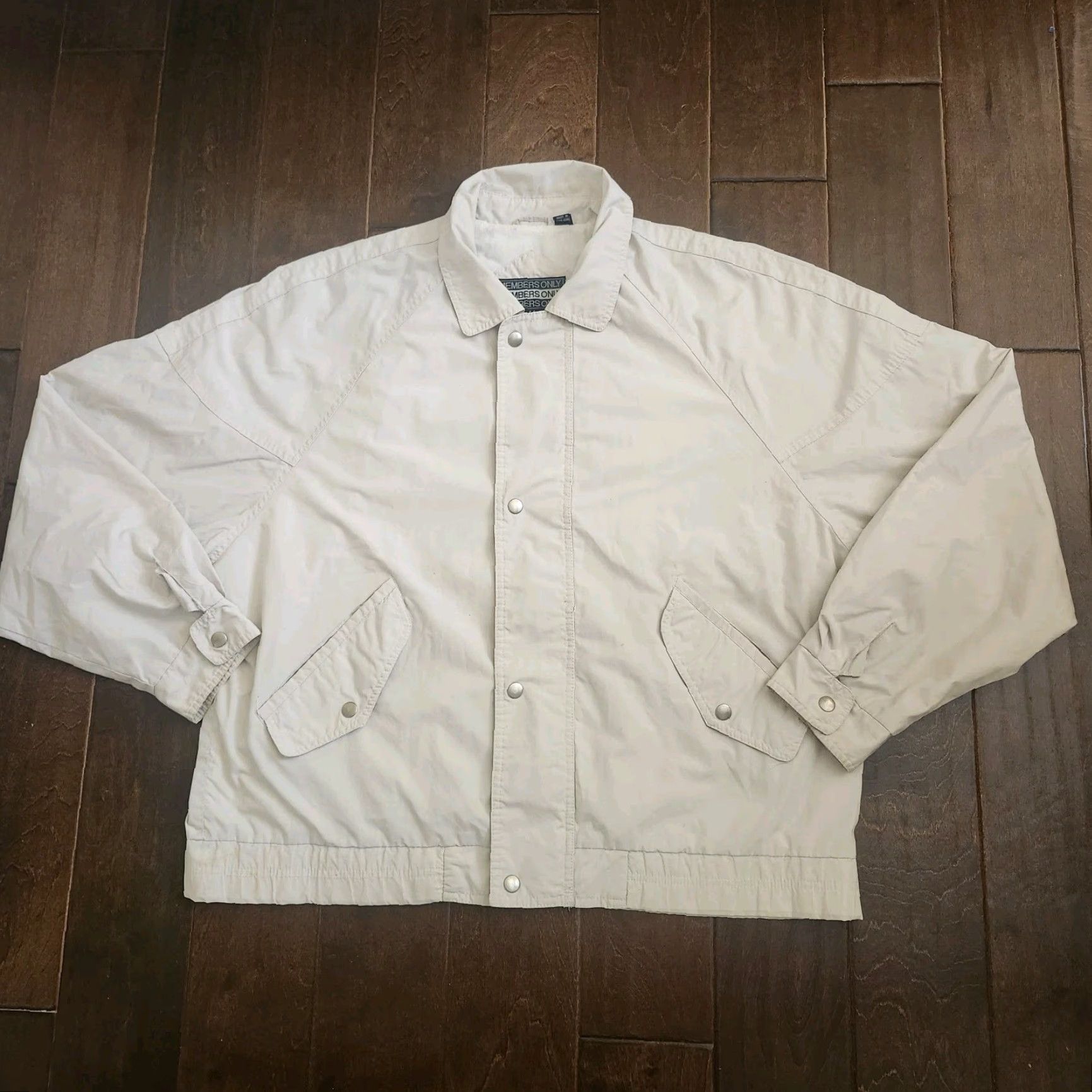 Members Only Members Only Mens Bomber Jacket Size 44 Large Ivory Cream USA Vintage No Stains | Jacket | Polyester | Mens Size US S / EU 44-46 / 1 - 2 Thumbnail
