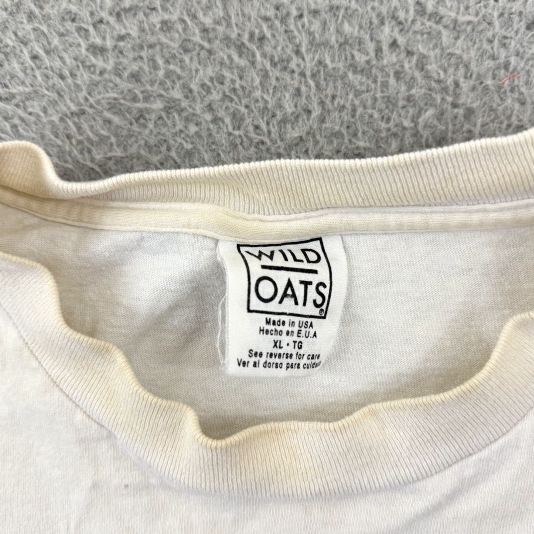 Vintage VINTAGE Wild Oats Shirt Mens XL White Short Sleeve 90s USA Graphic Print Angel Logo (USA, 90s) Size US XL / EU 56 / 4 - 7 Thumbnail