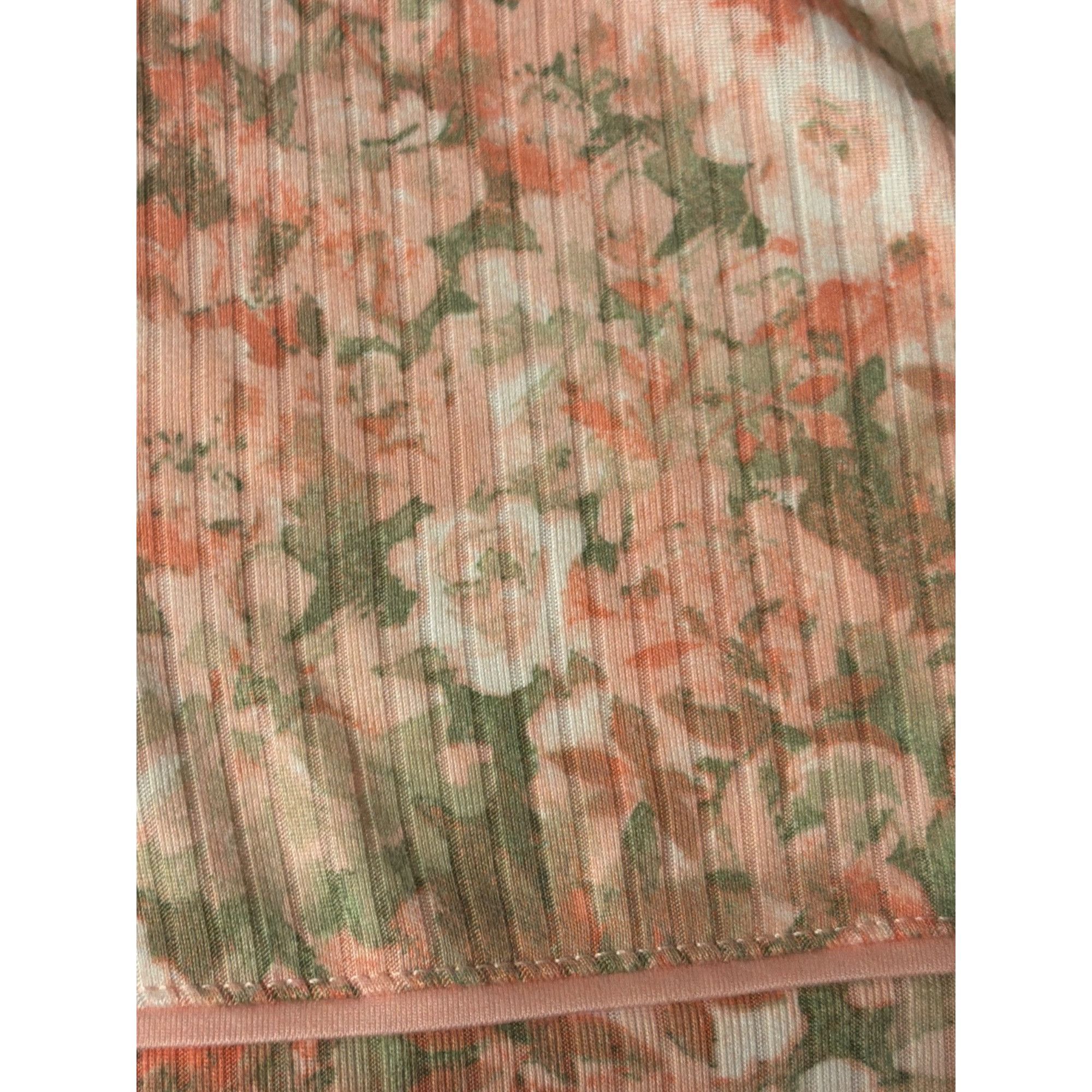 Izod Izod Floral Ribbed Knit Pajama Set Short Sleeve Top Drawstri Size ONE SIZE - 4 Thumbnail