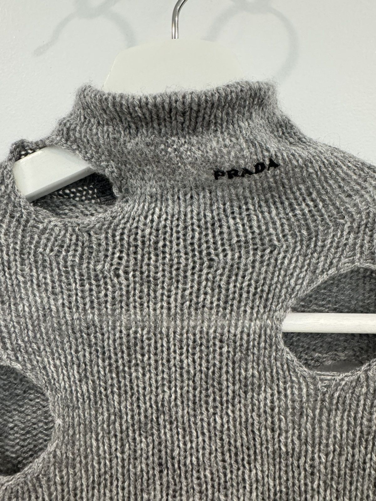 Prada Prada Shetland Wool Turtleneck Sweater decorative holes Size XS / US 0-2 / IT 36-38 - 2 Thumbnail